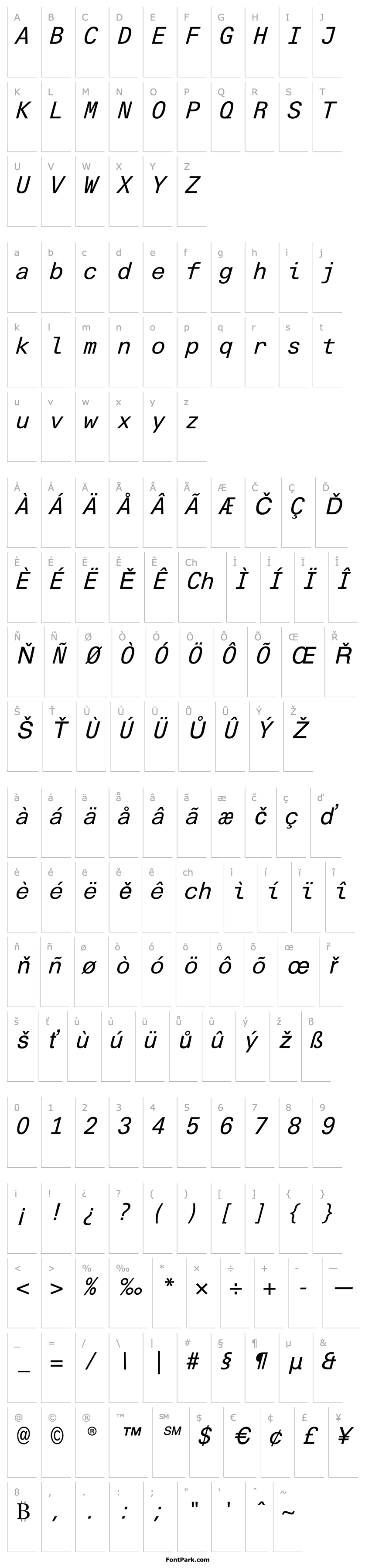 Přehled LTUnivers-Typewriter-Italic