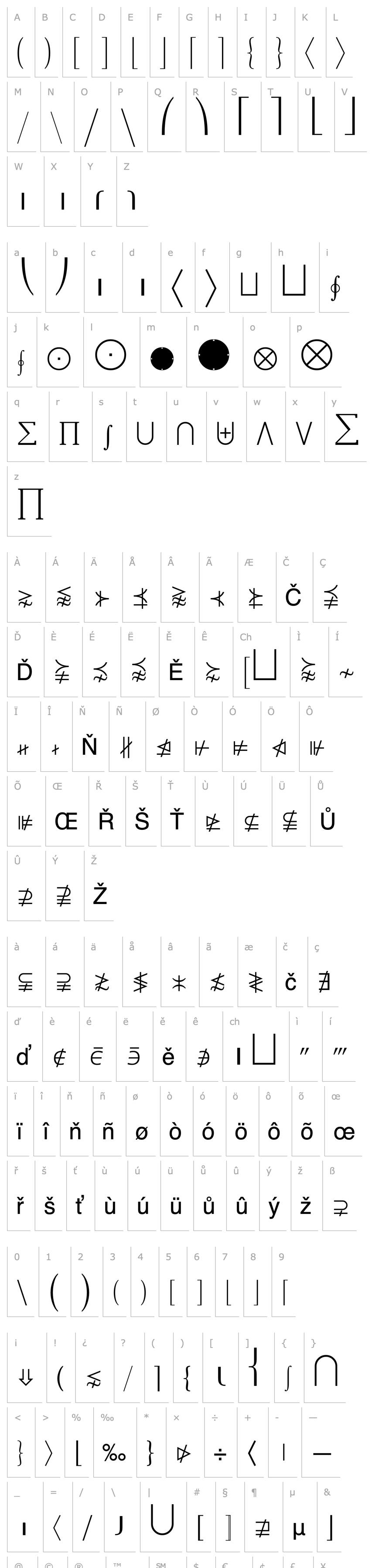 Overview Lucida Bright Math Extension