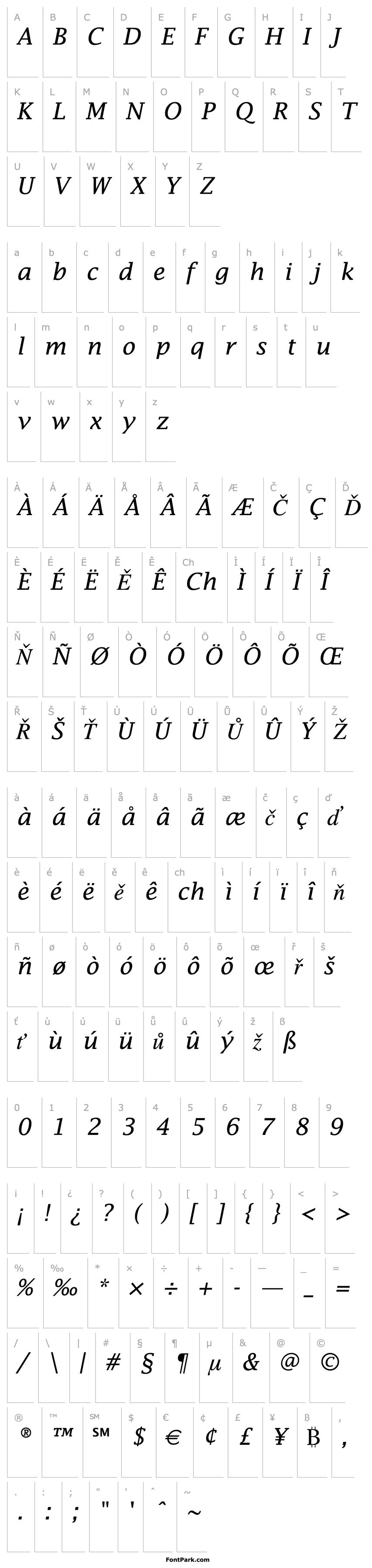 Přehled Lucida Fax Italic