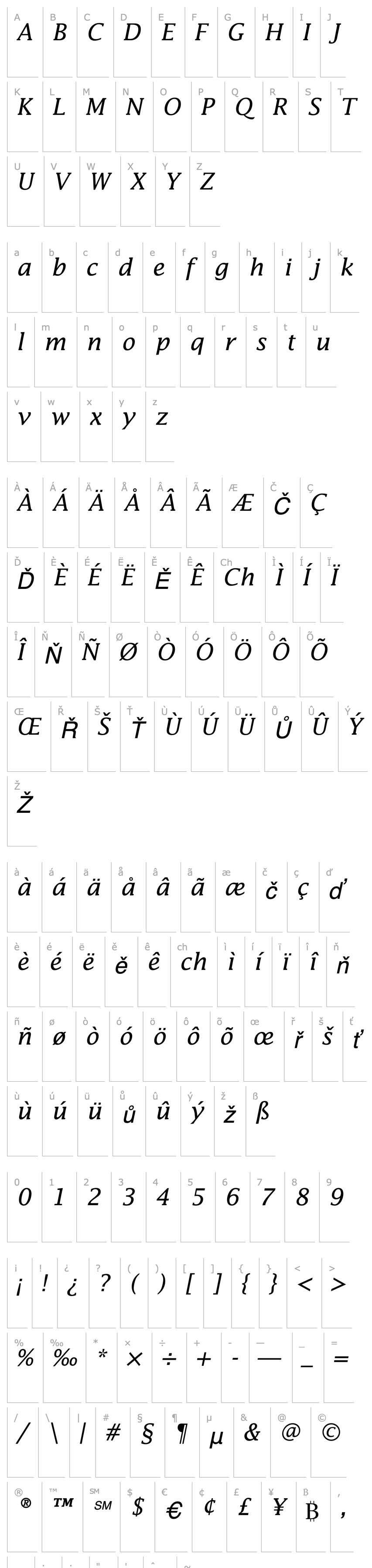 Přehled Lucida-Italic