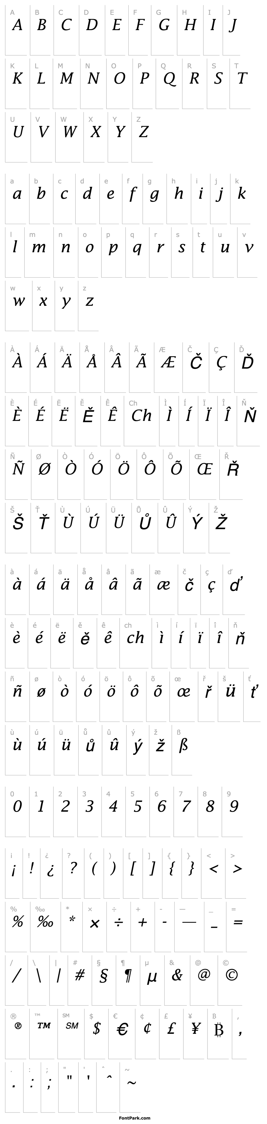 Přehled LucidaEF-Italic