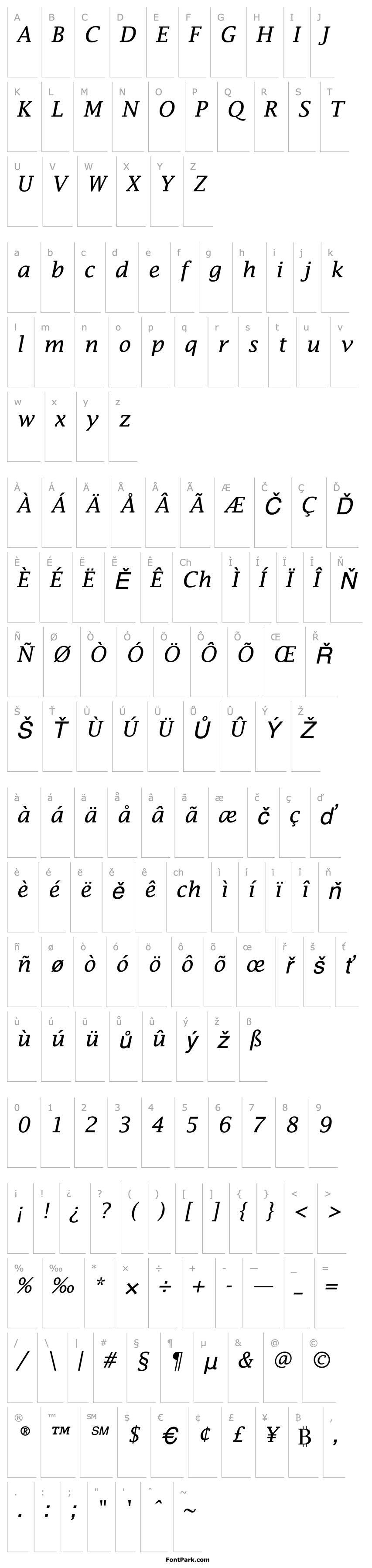 Overview LucidaFaxEF-RomanItalic