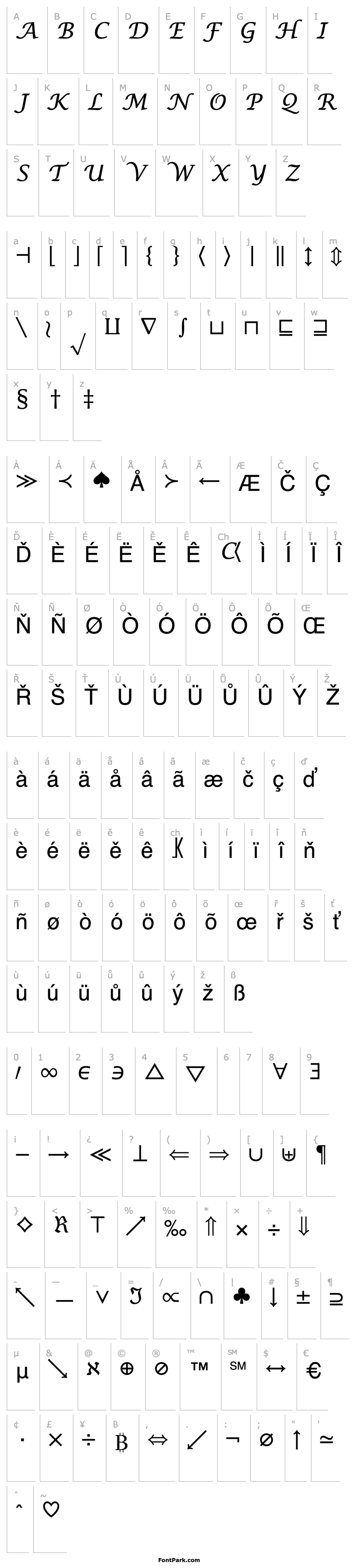 Overview LucidaMathSymbol