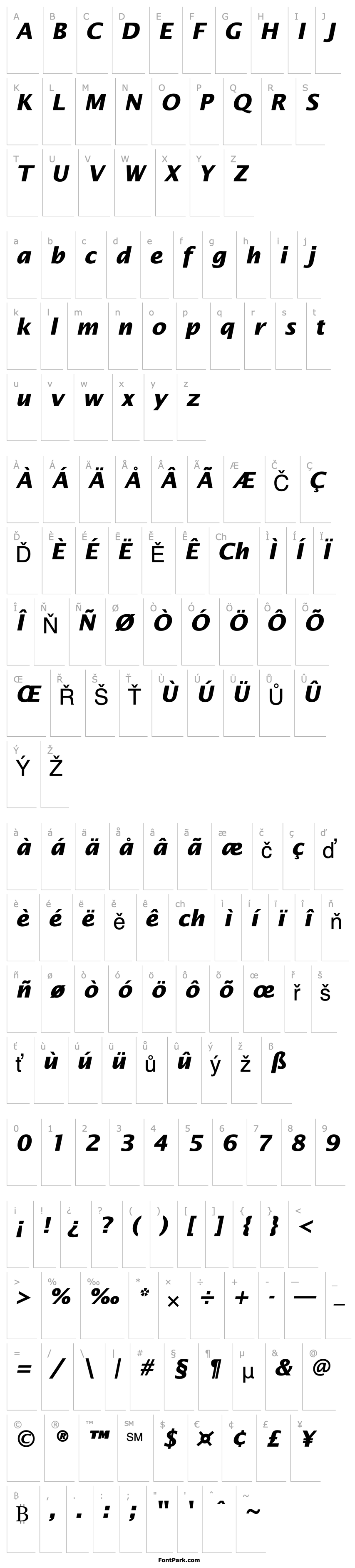 Přehled LucidaSans-BoldItalic