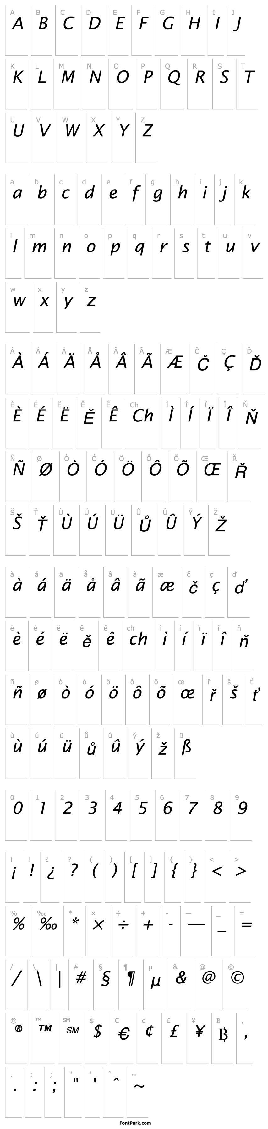 Přehled LucidaSans-Italic