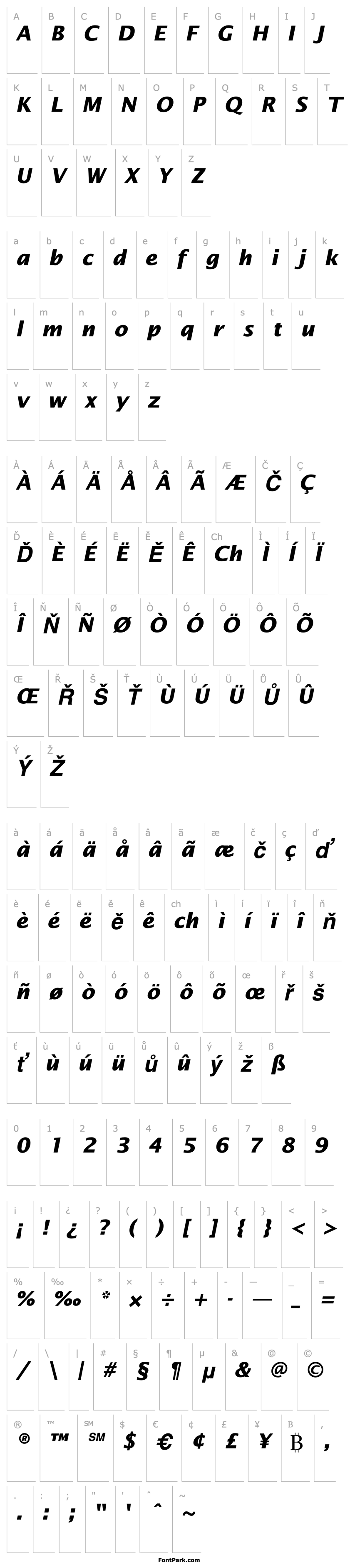 Přehled LucidaSansEF-BoldItalic