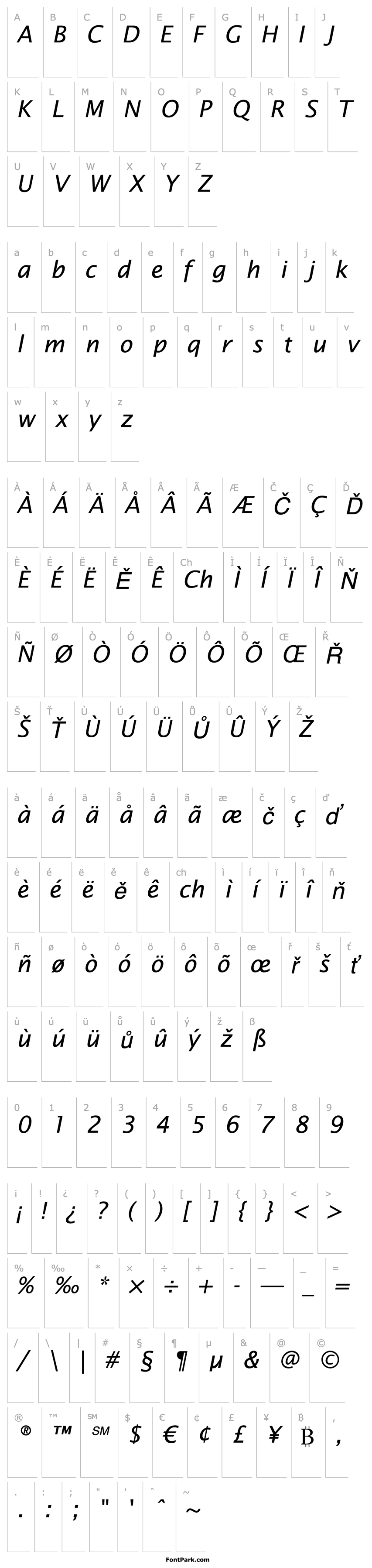 Přehled LucidaSansStd-Italic