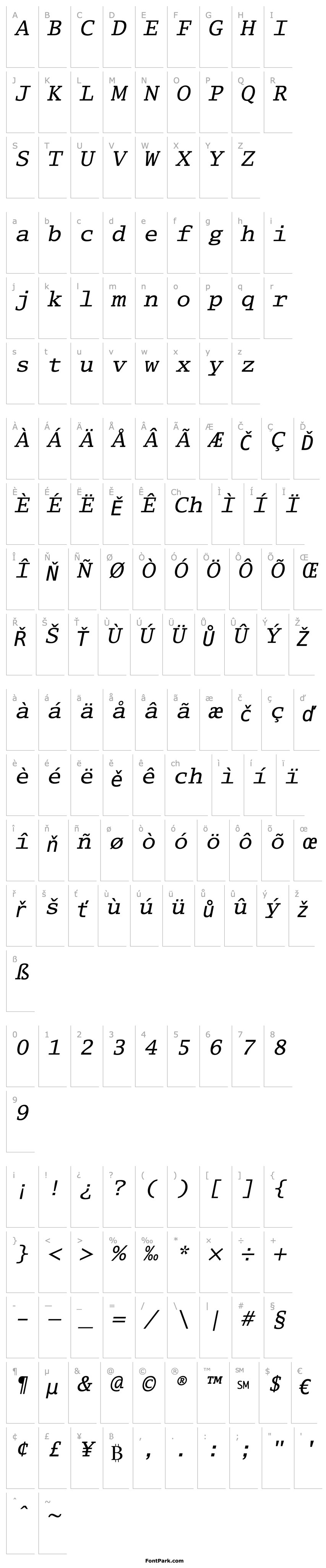 Overview LucidaTypewriter-Oblique