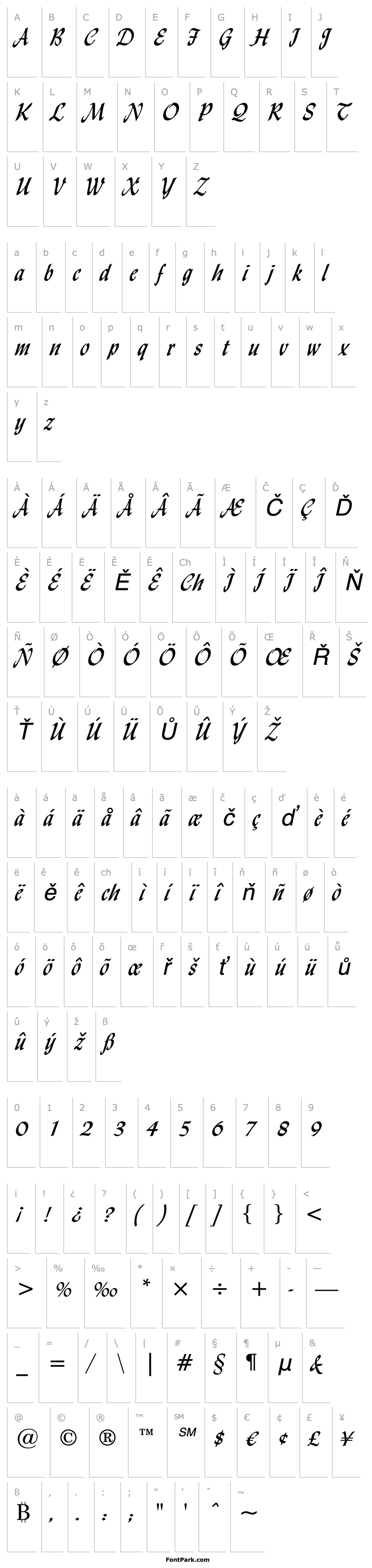 Overview LydianCursiveBT-Regular