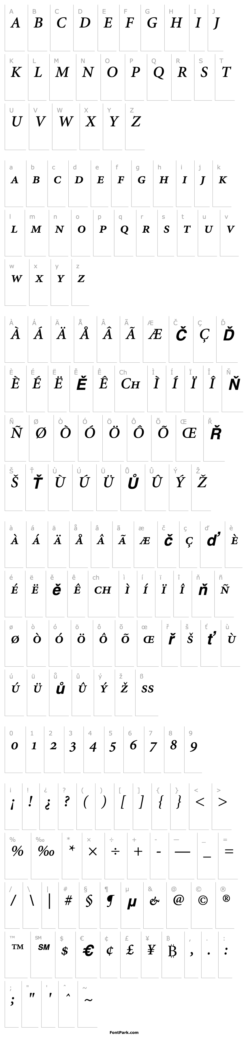 Overview Minion-SemiboldItalicSC