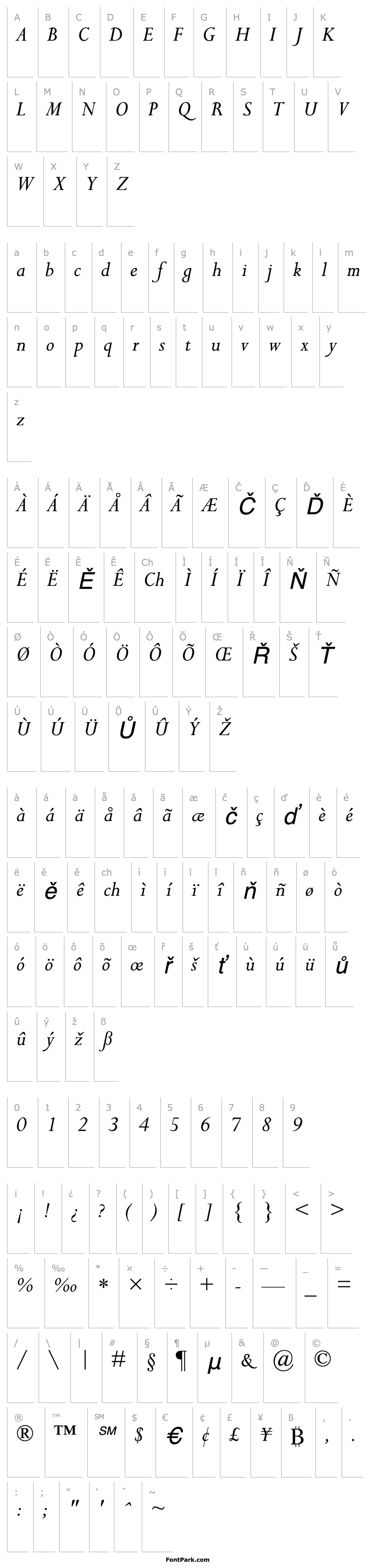 Přehled MPerpetua-Italic