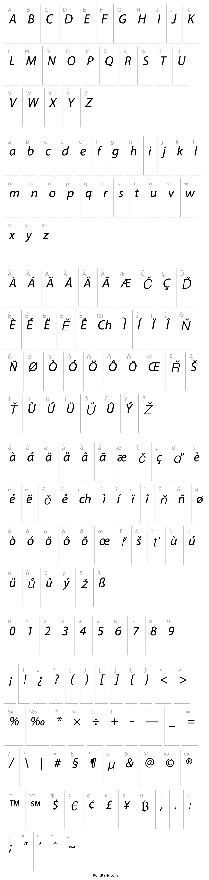 Přehled Myriad MM Italic