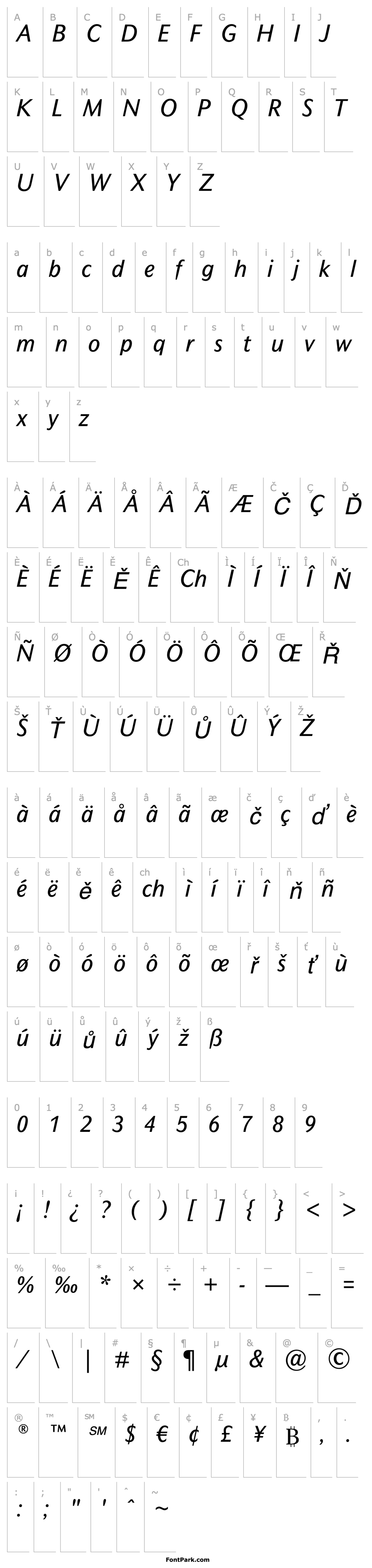 Přehled MahsuriSansMTStd-Italic