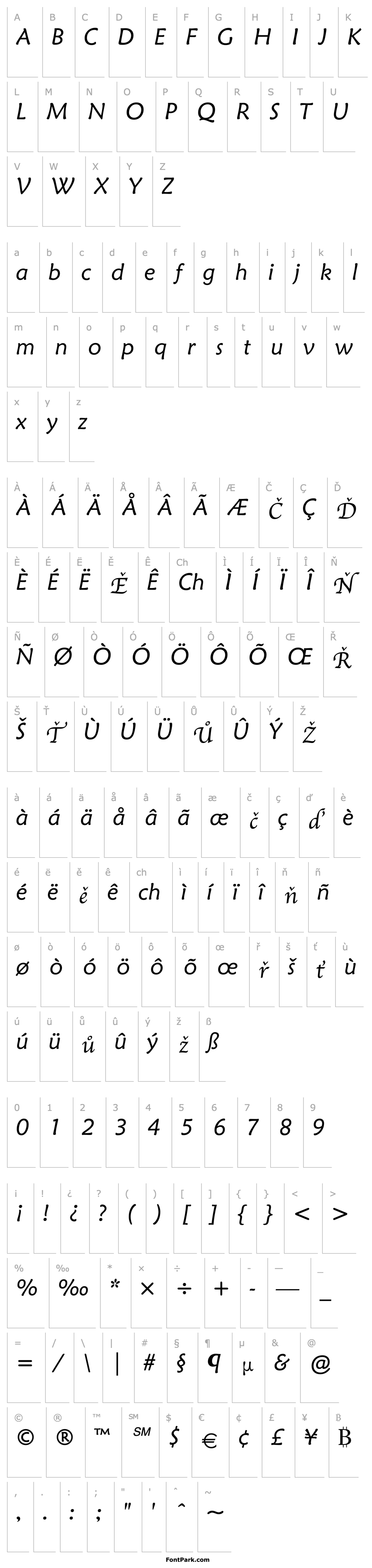 Overview Maiandra GD Italic