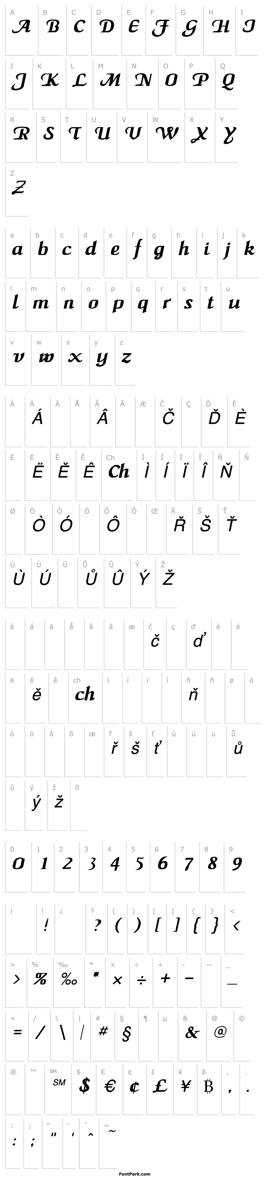 Přehled MaidenWord Italic