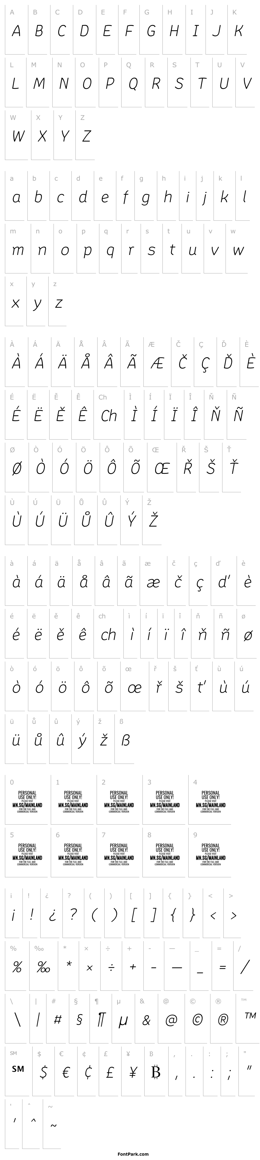 Overview Mainland PERSONAL Light Italic