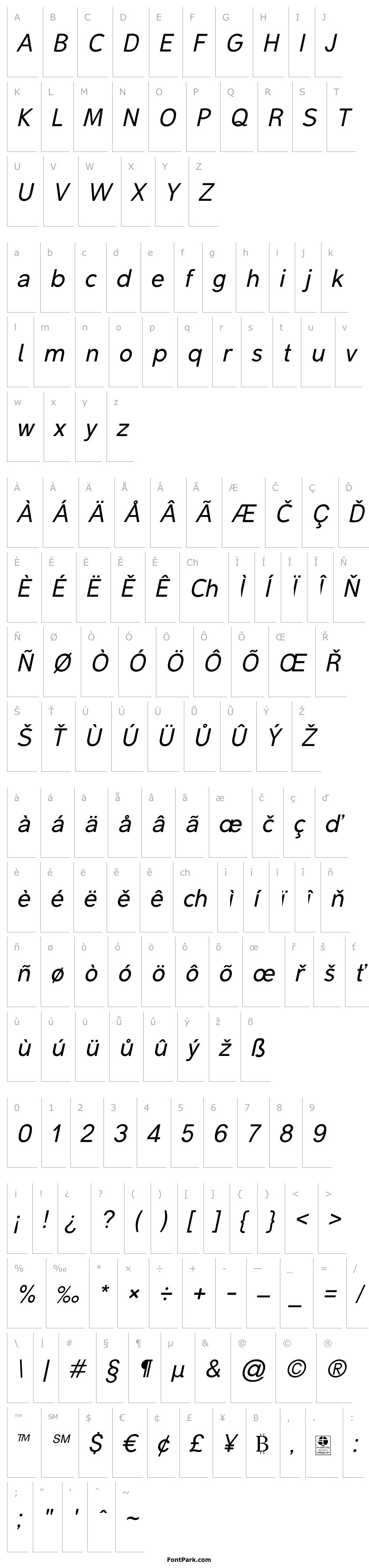 Přehled Malter Sans Italic Demo