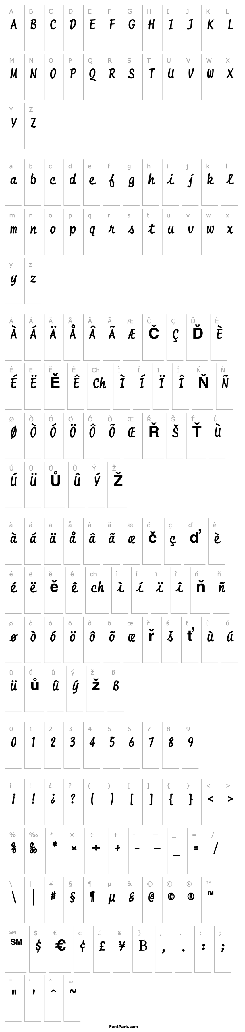 Přehled Manuscript Condensed Bold