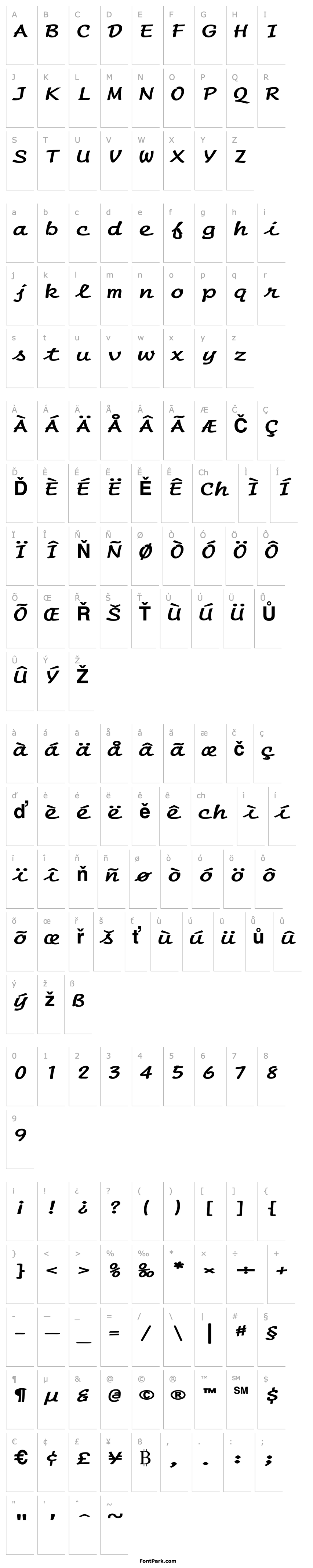 Přehled Manuscript Extended Bold