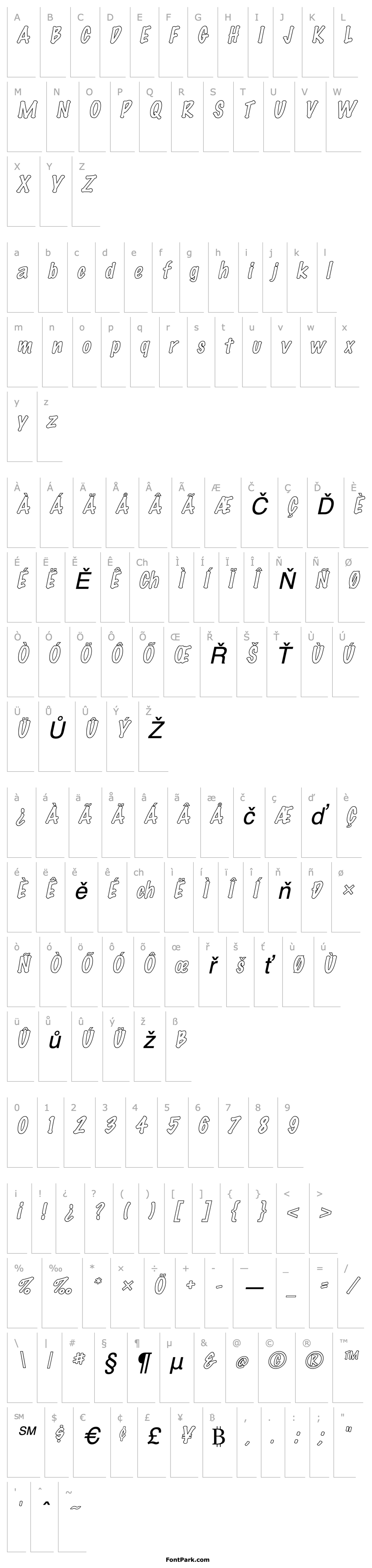 Přehled Marker-Hollow Italic