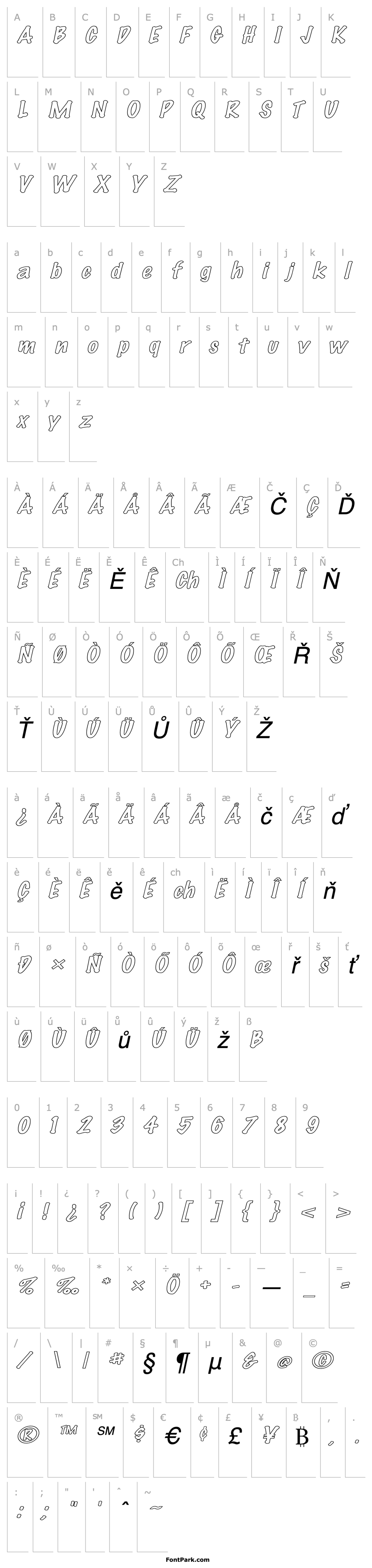 Přehled Marker-HollowExtended Italic