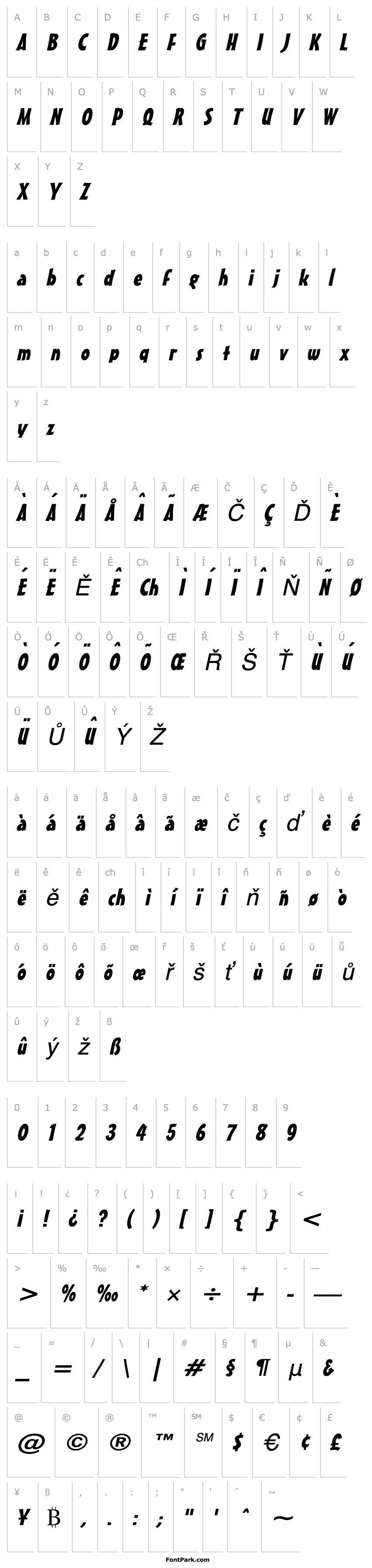 Přehled Massey Wide Italic