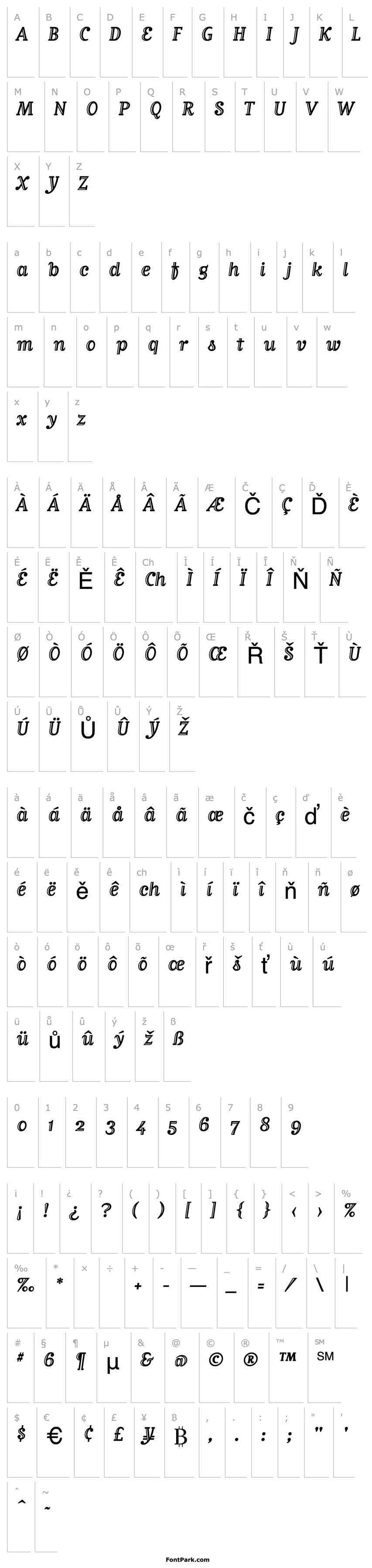 Přehled MatrixInlineScriptOldstyle Regular