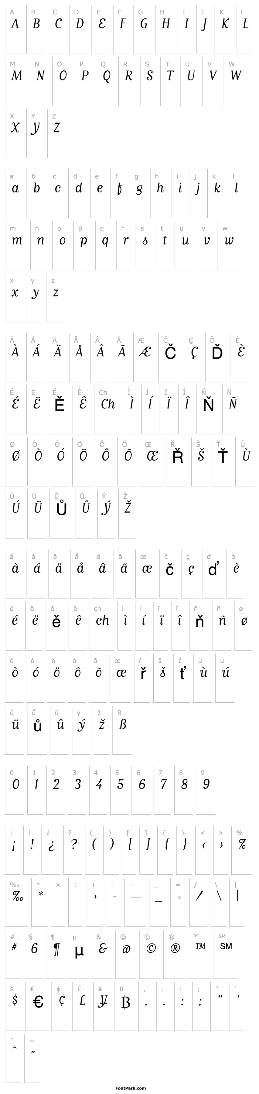 Overview MatrixScriptBookLining Regular