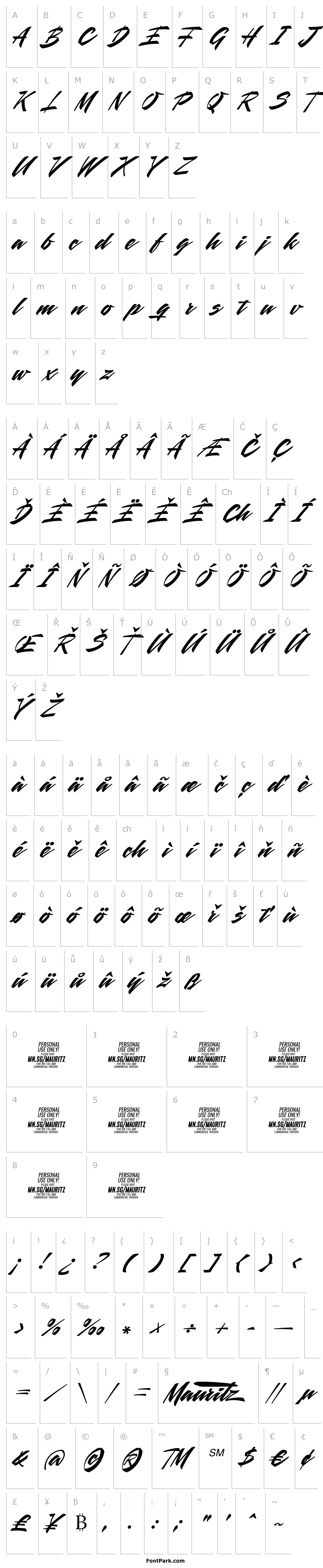 Přehled Mauritz Bold PERSONAL USE ONLY Bold Italic