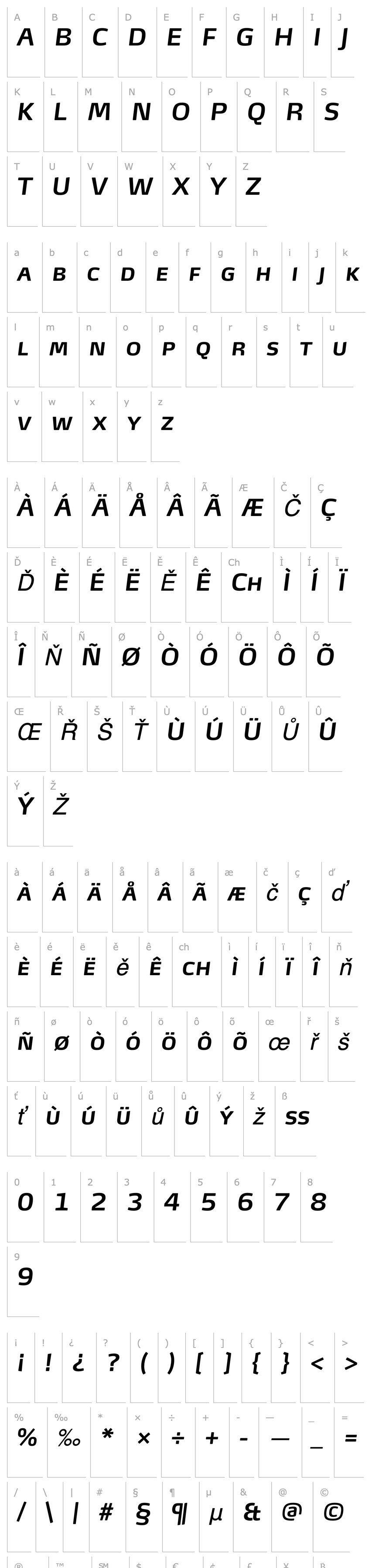 Přehled MaxTF-SemiBoldItalicSC