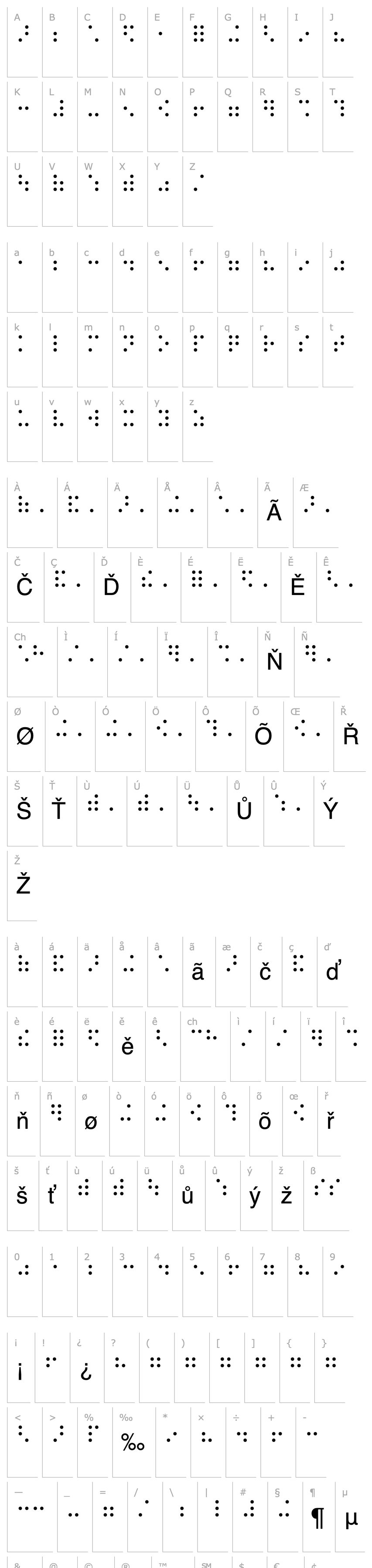 Přehled MC braille