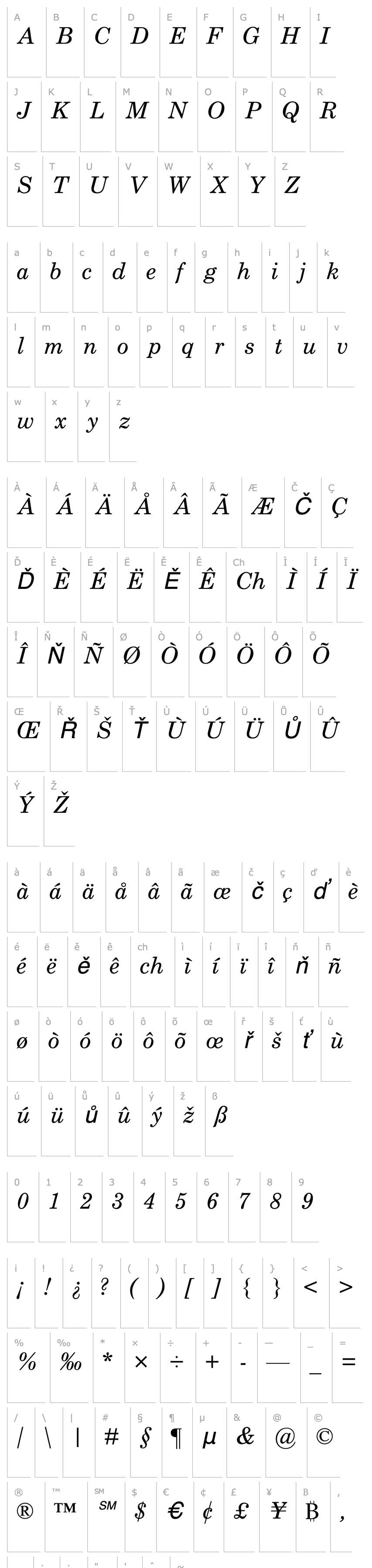 Přehled MCenturySchoolbook-Italic