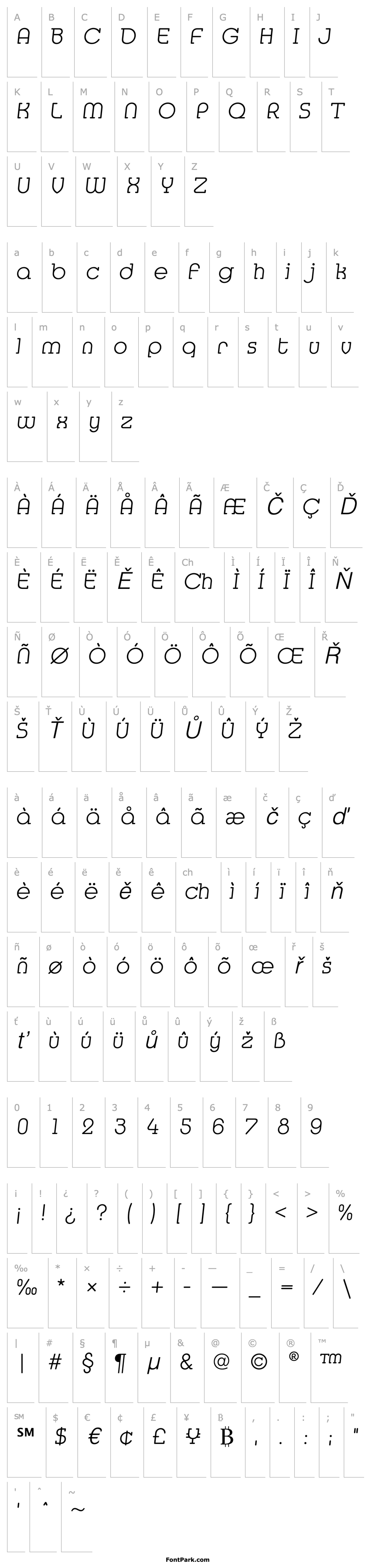 Přehled MediaSerifEF-ExtraLightItalic