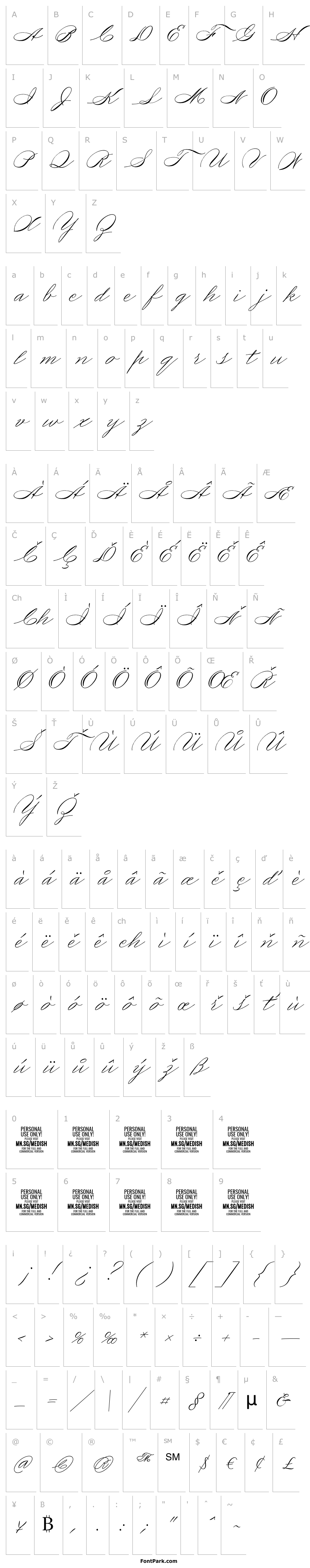 Přehled Medish Script PERSONAL USE ONLY