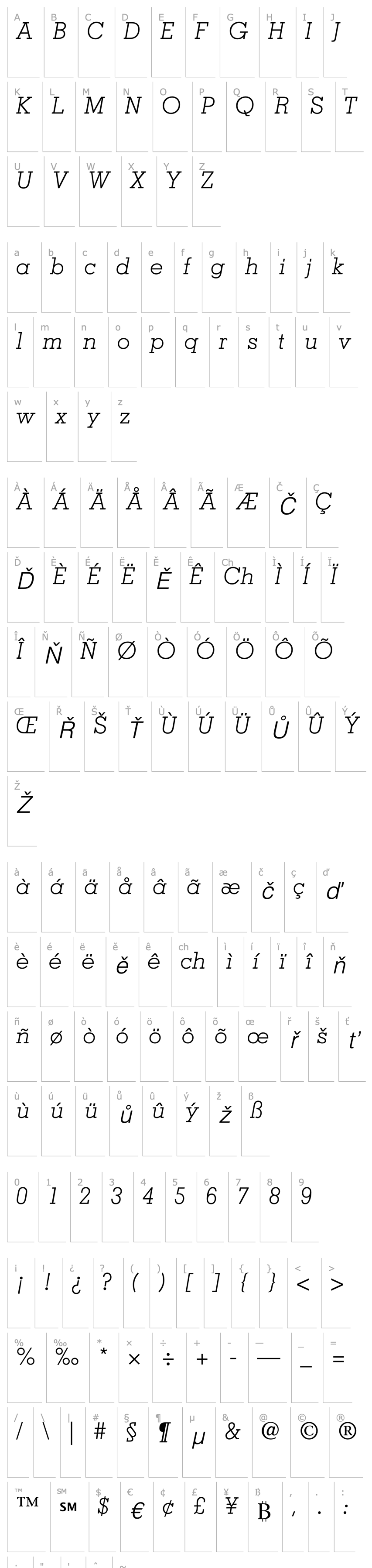 Overview Memphis-Light Italic