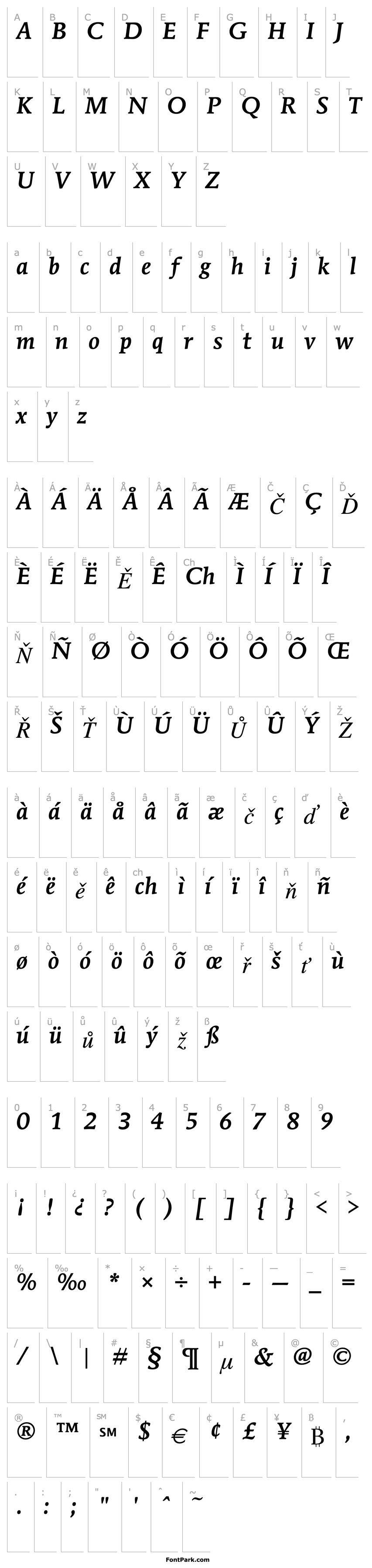 Přehled MendozaITCMedium-RomanItalic