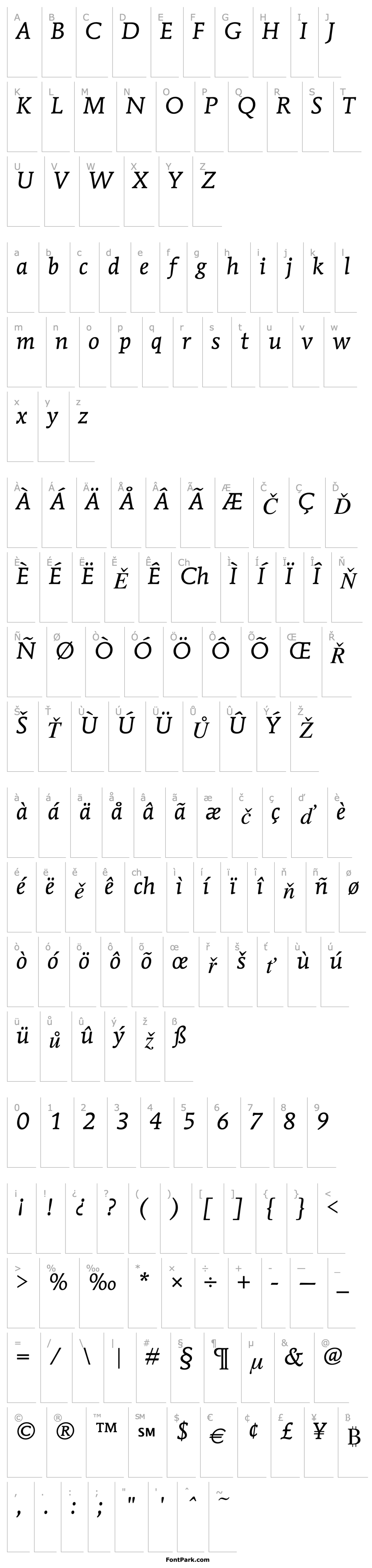 Overview MendozaRomanITC-BookItalic