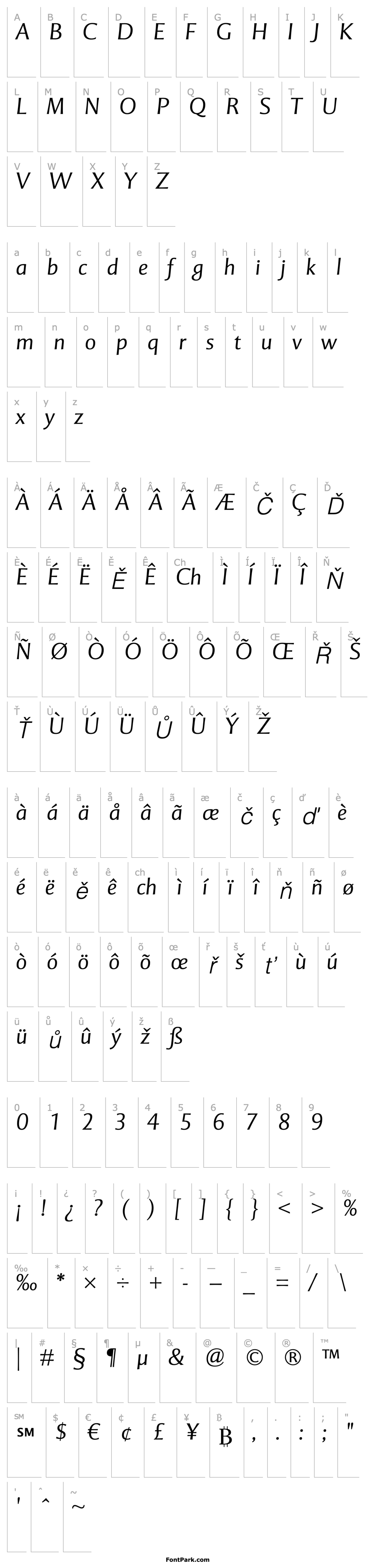 Přehled MentorSansStd-LightItalic