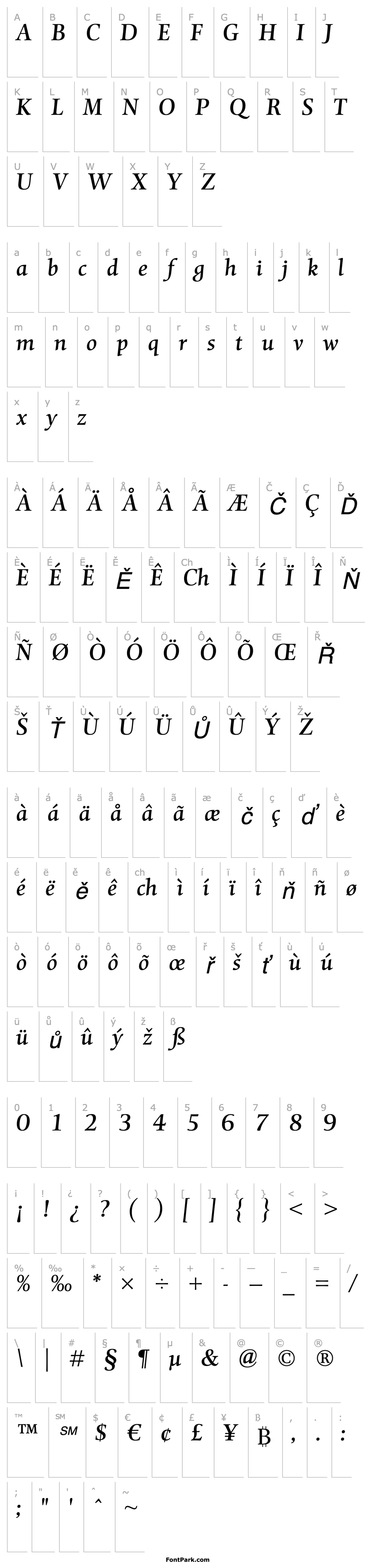 Přehled MentorStd-Italic