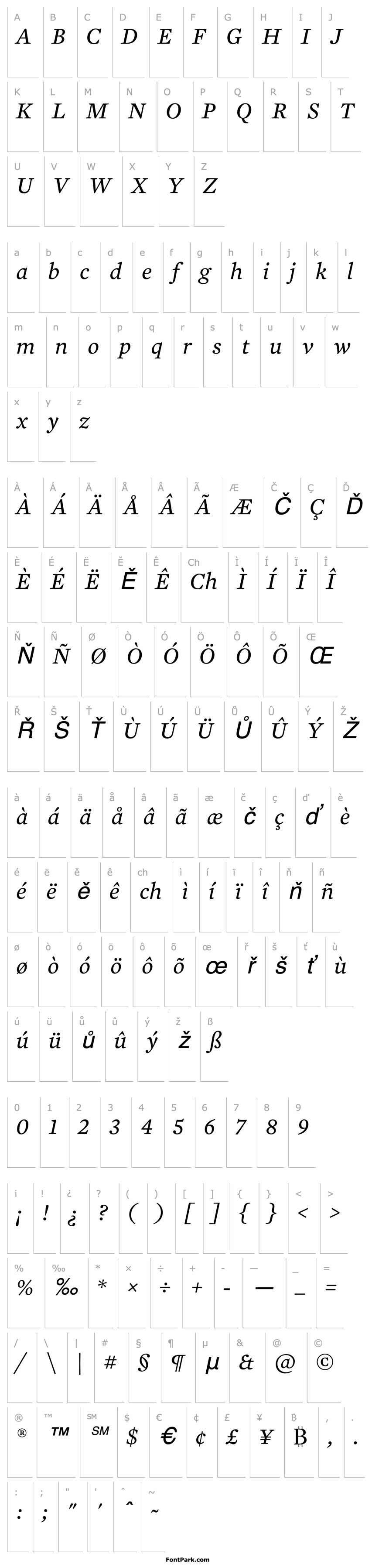 Přehled MercuryTextG1-Italic