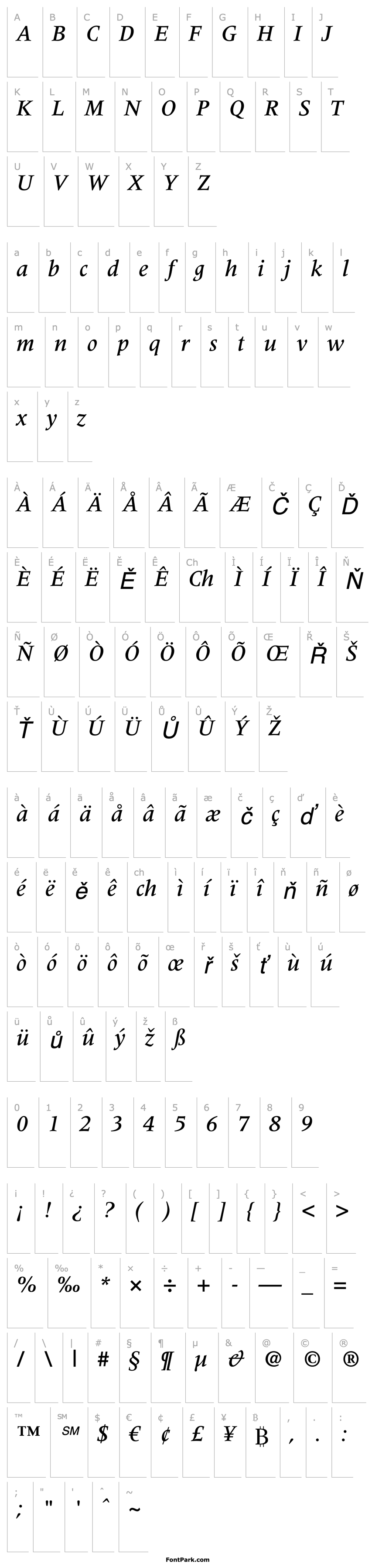 Přehled MeridienLTStd-MediumItalic