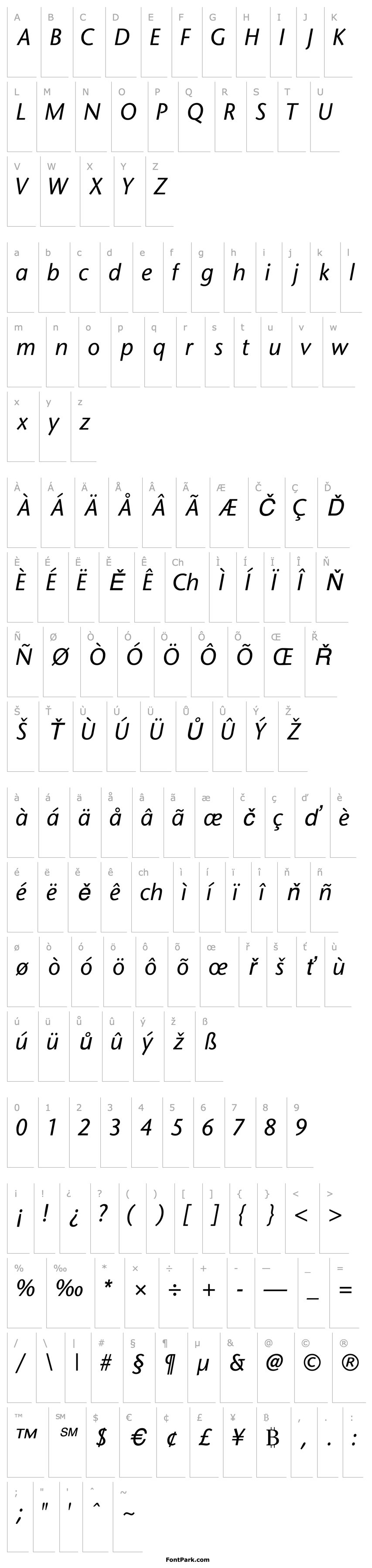 Přehled MesouranSansSSK Italic