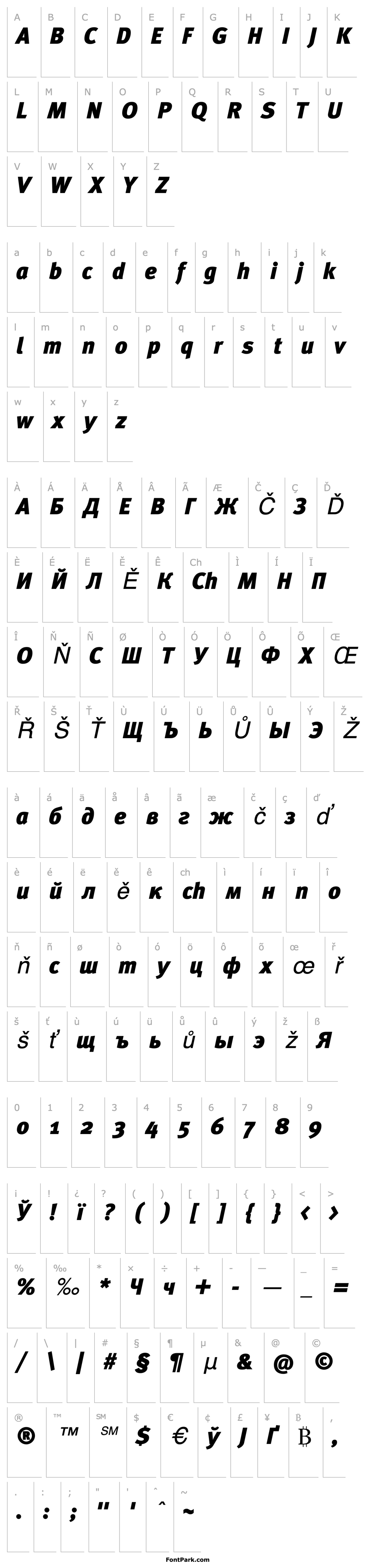 Přehled MetaBlackCyr-Italic