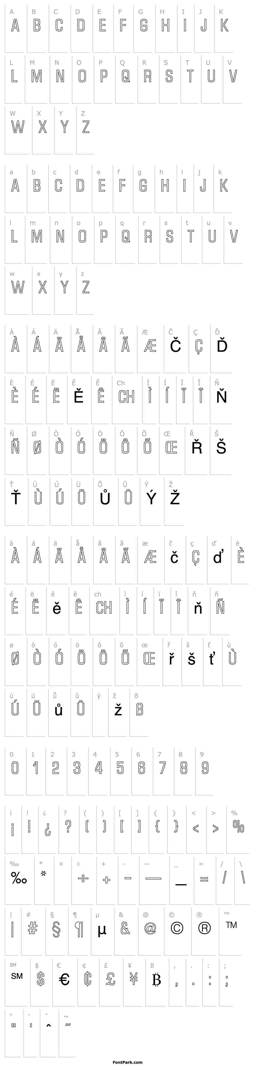 Přehled Micro Technic Condensed Outline Regular