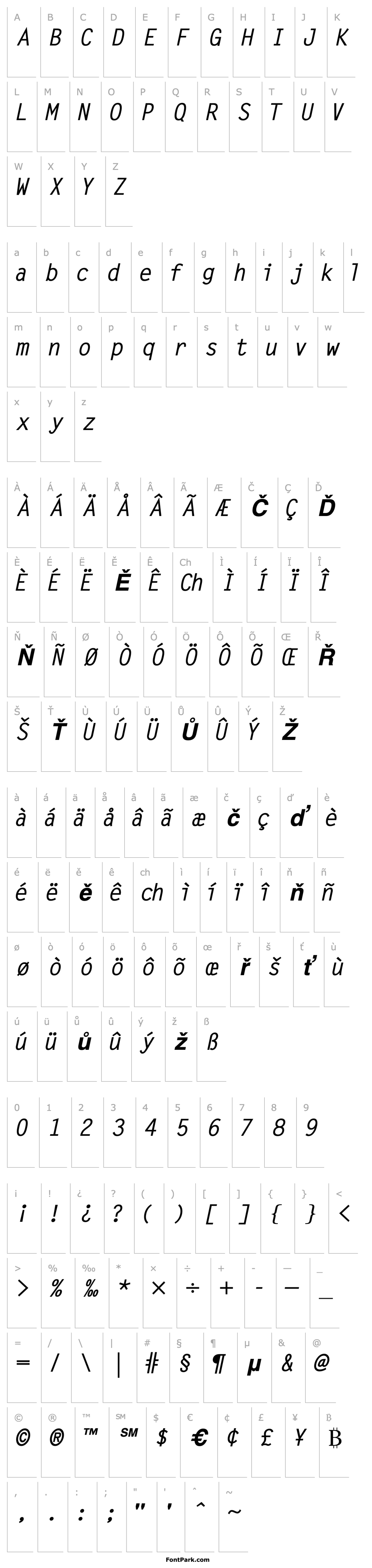 Přehled MicrofineSSK Bold Italic