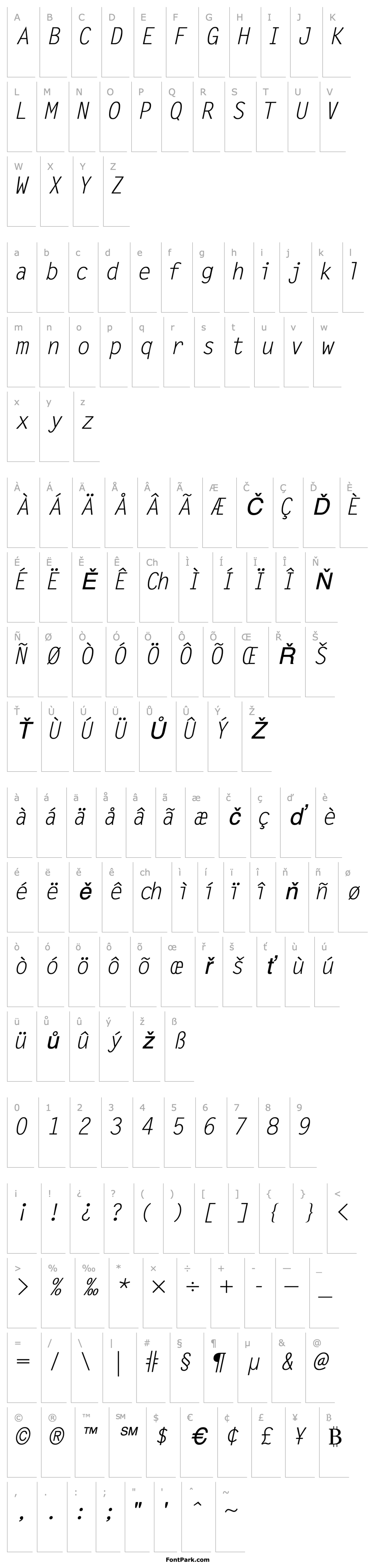 Přehled MicrofineSSK Italic