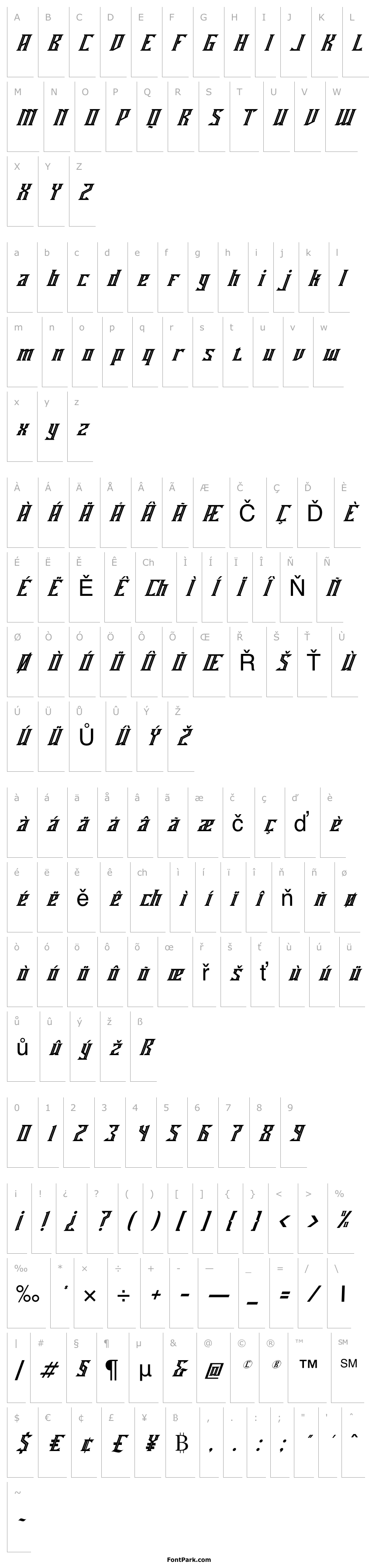 Přehled Miles Hunt Italic