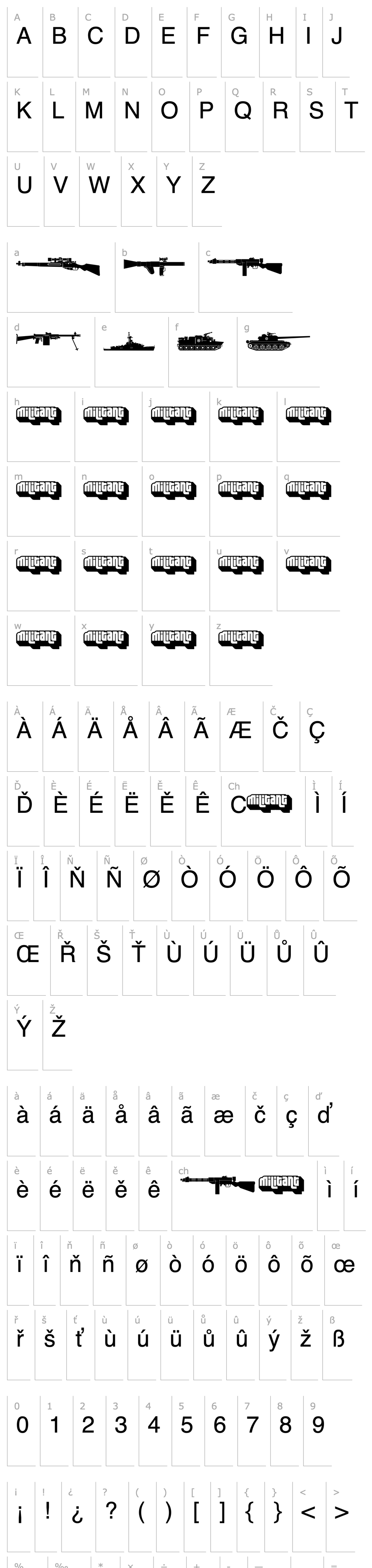 Přehled Military dingbats (demo)    Fenotype