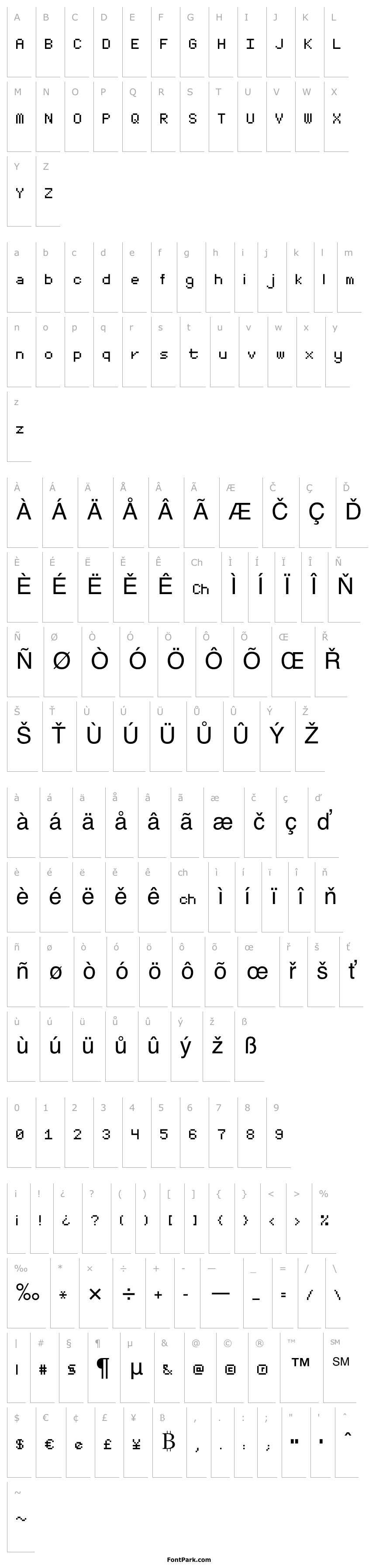 Overview MinimalFont5x7