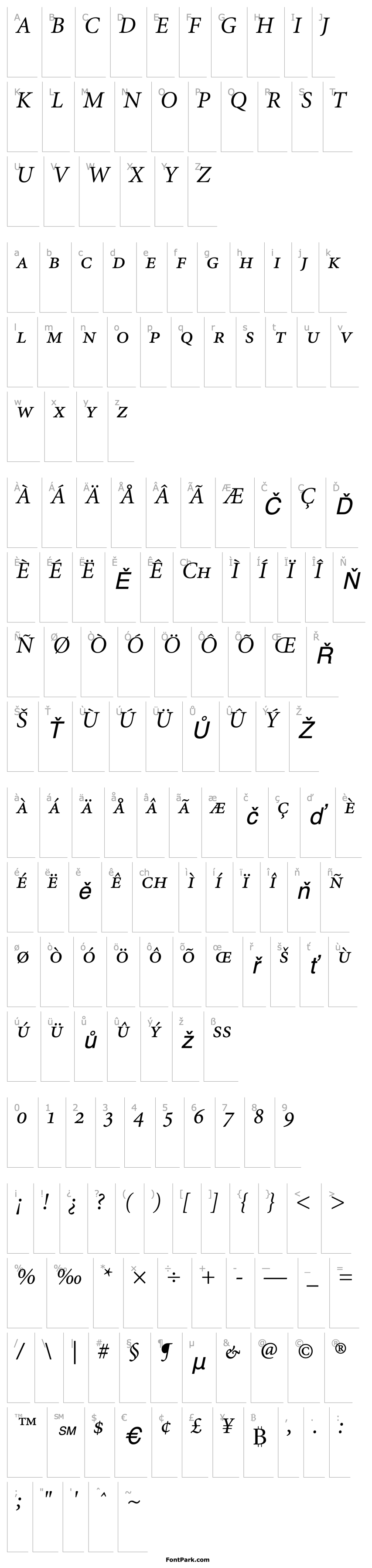 Přehled MinionSmallCaps&OldstyleFigures-Italic